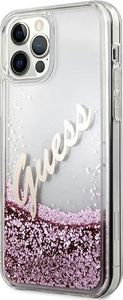 Guess Etui Guess GUHCP12LGLVSPI Apple iPhone 12 Pro Max różowy/pink hardcase Glitter Vintage Script 2
