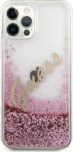 Guess Etui Guess GUHCP12LGLVSPI Apple iPhone 12 Pro Max różowy/pink hardcase Glitter Vintage Script 3