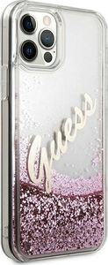 Guess Etui Guess GUHCP12LGLVSPI Apple iPhone 12 Pro Max różowy/pink hardcase Glitter Vintage Script 4