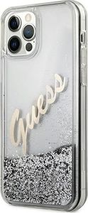 Guess Etui Guess GUHCP12LGLVSSI Apple iPhone 12 Pro Max srebrny/silver hardcase Glitter Vintage Script 2