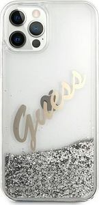 Guess Etui Guess GUHCP12LGLVSSI Apple iPhone 12 Pro Max srebrny/silver hardcase Glitter Vintage Script 3