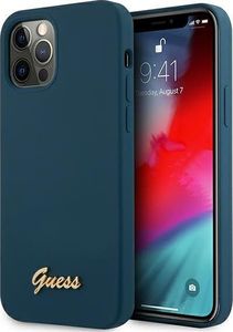 Guess Etui Guess GUHCP12LLSLMGBL Apple iPhone 12 Pro Max niebieski/blue hardcase Metal Logo Script 1