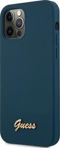 Guess Etui Guess GUHCP12LLSLMGBL Apple iPhone 12 Pro Max niebieski/blue hardcase Metal Logo Script 2