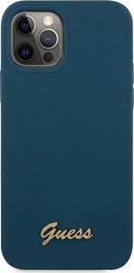 Guess Etui Guess GUHCP12LLSLMGBL Apple iPhone 12 Pro Max niebieski/blue hardcase Metal Logo Script 3
