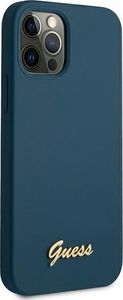 Guess Etui Guess GUHCP12LLSLMGBL Apple iPhone 12 Pro Max niebieski/blue hardcase Metal Logo Script 4