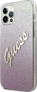 Guess Etui Guess GUHCP12LPCUGLSPI Apple iPhone 12 Pro Max różowy/pink hardcase Glitter Gradient Script 2