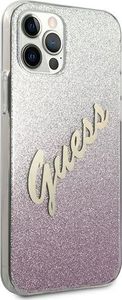 Guess Etui Guess GUHCP12LPCUGLSPI Apple iPhone 12 Pro Max różowy/pink hardcase Glitter Gradient Script 4