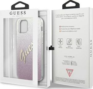 Guess Etui Guess GUHCP12LPCUGLSPI Apple iPhone 12 Pro Max różowy/pink hardcase Glitter Gradient Script 8