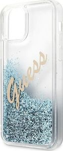 Guess Etui Guess GUHCP12MGLVSBL Apple iPhone 12/12 Pro niebieski/blue hardcase Glitter Vintage Script 7