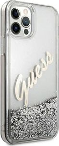 Guess Etui Guess GUHCP12MGLVSSI Apple iPhone 12/12 Pro srebrny/silver hardcase Glitter Vintage Script 4