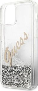 Guess Etui Guess GUHCP12MGLVSSI Apple iPhone 12/12 Pro srebrny/silver hardcase Glitter Vintage Script 7
