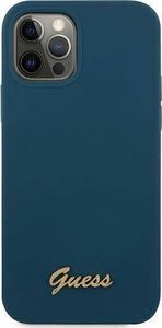 Guess Etui Guess GUHCP12MLSLMGBL Apple iPhone 12/12 Pro niebieski/blue hardcase Metal Logo Script 3