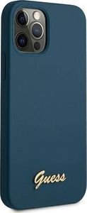 Guess Etui Guess GUHCP12MLSLMGBL Apple iPhone 12/12 Pro niebieski/blue hardcase Metal Logo Script 4