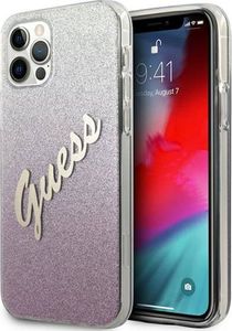 Guess Etui Guess GUHCP12MPCUGLSPI Apple iPhone 12/12 Pro różowy/pink hardcase Glitter Gradient Script 1