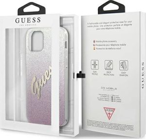 Guess Etui Guess GUHCP12MPCUGLSPI Apple iPhone 12/12 Pro różowy/pink hardcase Glitter Gradient Script 8