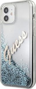 Guess Etui Guess GUHCP12SGLVSBL Apple iPhone 12 mini niebieski/blue hardcase Glitter Vintage Script 2