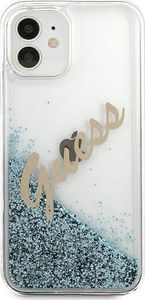 Guess Etui Guess GUHCP12SGLVSBL Apple iPhone 12 mini niebieski/blue hardcase Glitter Vintage Script 3