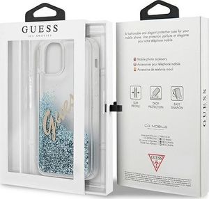 Guess Etui Guess GUHCP12SGLVSBL Apple iPhone 12 mini niebieski/blue hardcase Glitter Vintage Script 8