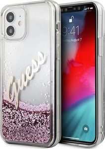 Guess Etui Guess GUHCP12SGLVSPI Apple iPhone 12 mini różowy/pink hardcase Glitter Vintage Script 1