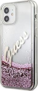 Guess Etui Guess GUHCP12SGLVSPI Apple iPhone 12 mini różowy/pink hardcase Glitter Vintage Script 2