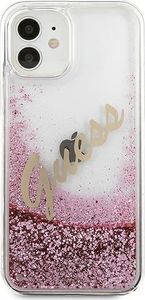 Guess Etui Guess GUHCP12SGLVSPI Apple iPhone 12 mini różowy/pink hardcase Glitter Vintage Script 3