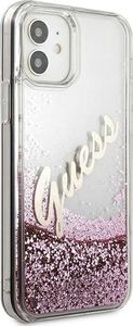 Guess Etui Guess GUHCP12SGLVSPI Apple iPhone 12 mini różowy/pink hardcase Glitter Vintage Script 4