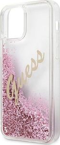 Guess Etui Guess GUHCP12SGLVSPI Apple iPhone 12 mini różowy/pink hardcase Glitter Vintage Script 7