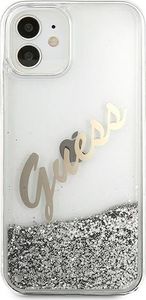 Guess Etui Guess GUHCP12SGLVSSI Apple iPhone 12 mini srebrny/silver hardcase Glitter Vintage Script 3