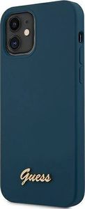 Guess Etui Guess GUHCP12SLSLMGBL Apple iPhone 12 mini niebieski/blue hardcase Metal Logo Script 2