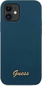 Guess Etui Guess GUHCP12SLSLMGBL Apple iPhone 12 mini niebieski/blue hardcase Metal Logo Script 3