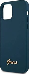 Guess Etui Guess GUHCP12SLSLMGBL Apple iPhone 12 mini niebieski/blue hardcase Metal Logo Script 6
