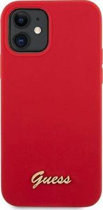 Guess Etui Guess GUHCP12SLSLMGRE Apple iPhone 12 mini czerwony/red hardcase Metal Logo Script 3