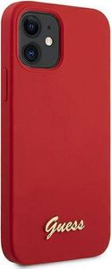 Guess Etui Guess GUHCP12SLSLMGRE Apple iPhone 12 mini czerwony/red hardcase Metal Logo Script 4
