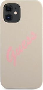Guess Etui Guess GUHCP12SLSVSGP Apple iPhone 12 mini szaro różowy/grey pink hardcase Silicone Vintage 3