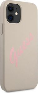 Guess Etui Guess GUHCP12SLSVSGP Apple iPhone 12 mini szaro różowy/grey pink hardcase Silicone Vintage 4