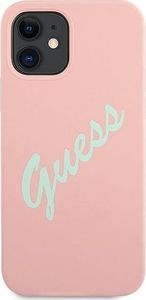 Guess Etui Guess GUHCP12SLSVSPG Apple iPhone 12 mini różowo zielony/green pink hardcase Silicone Vintage 3
