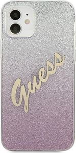 Guess Etui Guess GUHCP12SPCUGLSPI Apple iPhone 12 mini różowy/pink hardcase Glitter Gradient Script 3