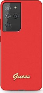 Guess Etui Guess GUHCS21LLSLMGRE Samsung Galaxy S21 Ultra czerwony/red hardcase Silicone Script Metal Logo 1