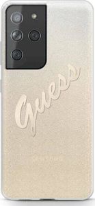 Guess Etui Guess GUHCS21LPCUGLSGO Samsung Galaxy S21 Ultra złoty/gold hardcase Glitter Gradient Script 1