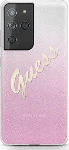 Guess Etui Guess GUHCS21LPCUGLSPI Samsung Galaxy S21 Ultra różowy/pink hardcase Glitter Gradient Script 1