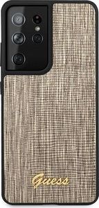 Guess Etui Guess GUHCS21LPCUMLLIGO Samsung Galaxy S21 Ultra złoty/gold hardcase Lizard Collection 3
