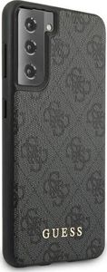Guess Etui Guess GUHCS21SG4GFGR Samsung Galaxy S21 szary/grey hard case 4G Metal Gold Logo 4