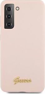 Guess Etui Guess GUHCS21SLSLMGLP Samsung Galaxy S21 różowy/pink hardcase Silicone Script Metal Logo 3