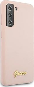 Guess Etui Guess GUHCS21SLSLMGLP Samsung Galaxy S21 różowy/pink hardcase Silicone Script Metal Logo 4