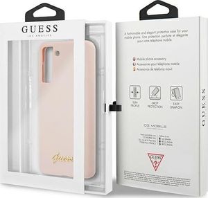 Guess Etui Guess GUHCS21SLSLMGLP Samsung Galaxy S21 różowy/pink hardcase Silicone Script Metal Logo 8