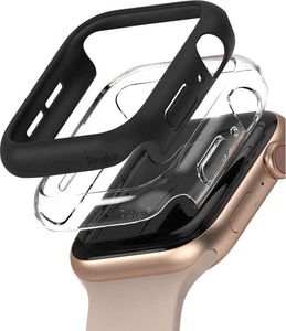 Ringke Etui Nakładka Ringke Slim Apple Watch 44mm Matte Black + Clear [2 PACK] 1