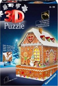 Ravensburger Puzzle 3D 216 Budynki nocą: Piernikowa Chatka 1