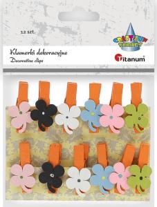 Titanum Ozdoba drewniana Klamerki kwiatki mix 12szt 1