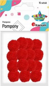 Titanum Pompony poliestrowe 18mm czerwone 15szt 1