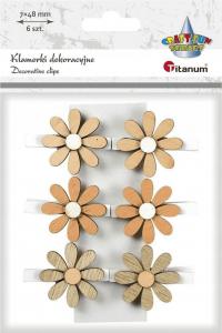 Titanum Ozdoba drewniana Klamerki kwiatki 6szt 1